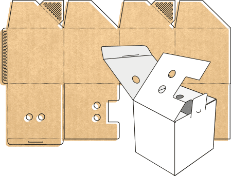 Conception de plans et fabrication d'emballages à fond automatique en carton ondulé